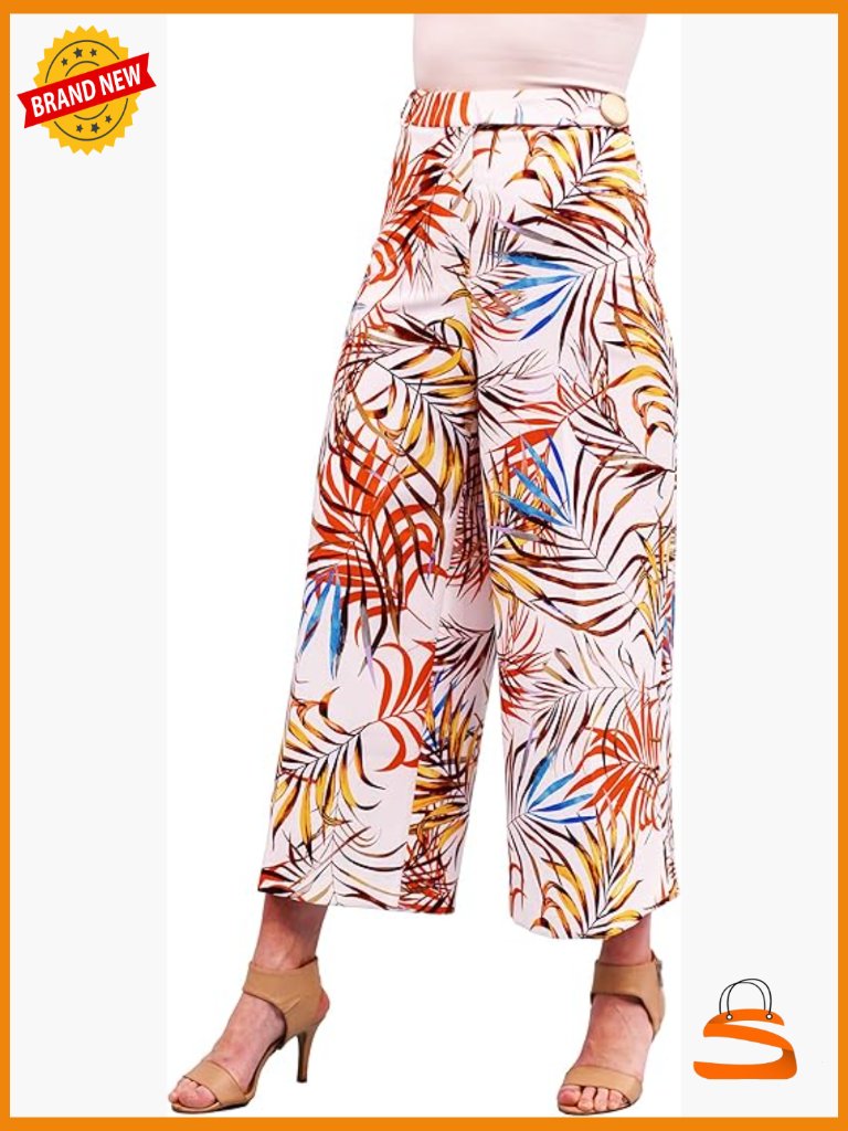 Casual Wide Cropped Leg Palazzo Pant Flowy Low Rise